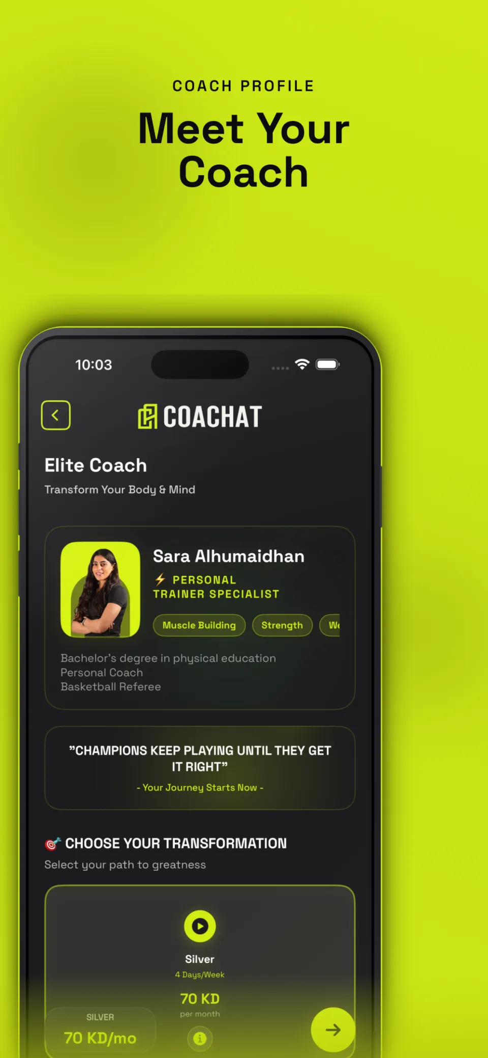 A Coachat coach profile
