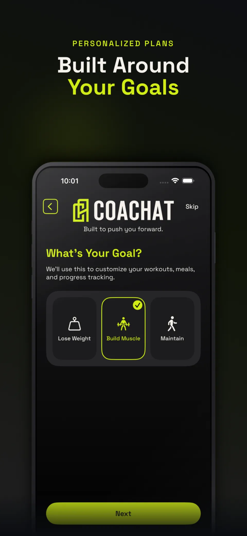 Goal selection screen